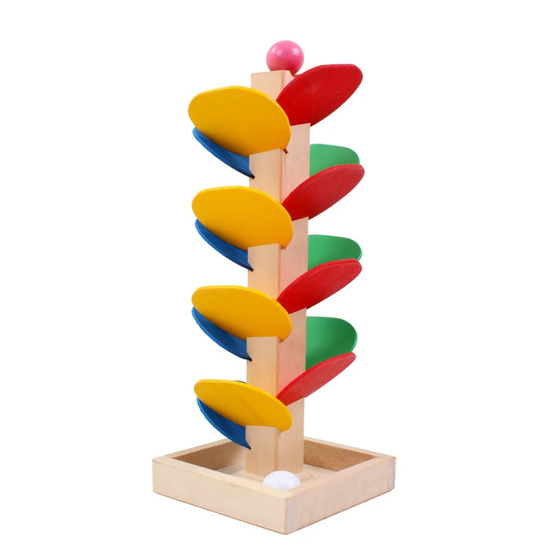 Román deti hračky pre deti Drevený Strom Modely stavebných blokov Spustiť loptu Roller coaster Kultiváciu pozornosť hračka vzdelávania stroj hračky
