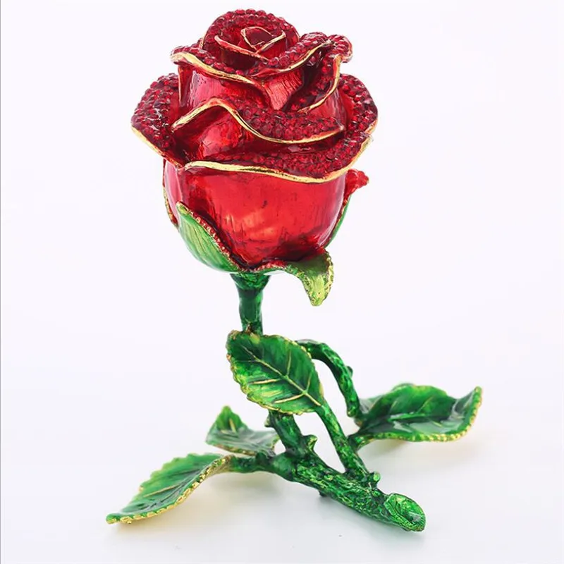 Rose Trinket Poľa Ručne Maľované Závesné Krúžok Držiak Vzory Trinket Bejeweled Box Dekor s Krištáľovo Darček Zberateľskú (červená modrá)