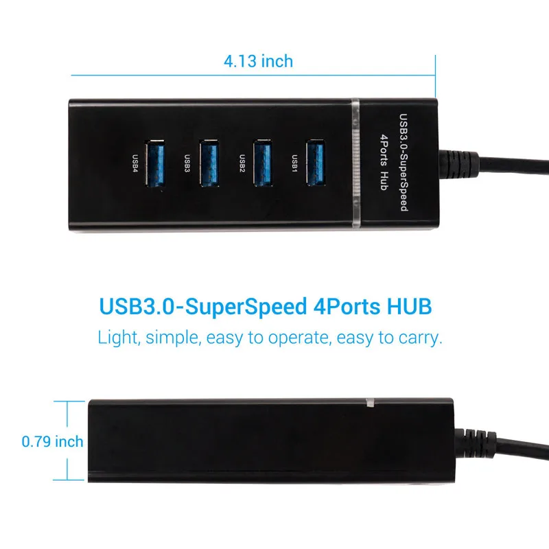ROZBOČOVAČ USB Kábel, Adaptér, 4 Porty USB 3.0 Dock Rýchly Prenos Splitter 4 v 1 USB Miera Prenos Dát na PC, Notebooku MacBook obyv.