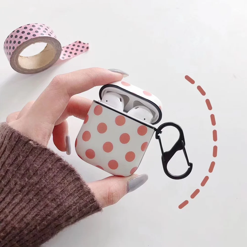 Roztomilý Polka Dot Slúchadlá puzdro pre Apple Airpod 1 2 Coque Prenosné Ochranné Slúchadlá Kryt pre Airpods Pro Kryt s Hákom
