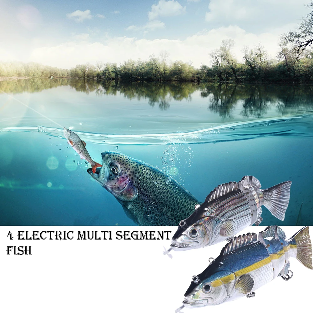 Rybárske Návnad Multi Spájané Návnadu 4 Segmenty Auto Elektrické Wobblers Pre Pike Swimbait USB Nabíjateľné LED Svetlo, Plávanie