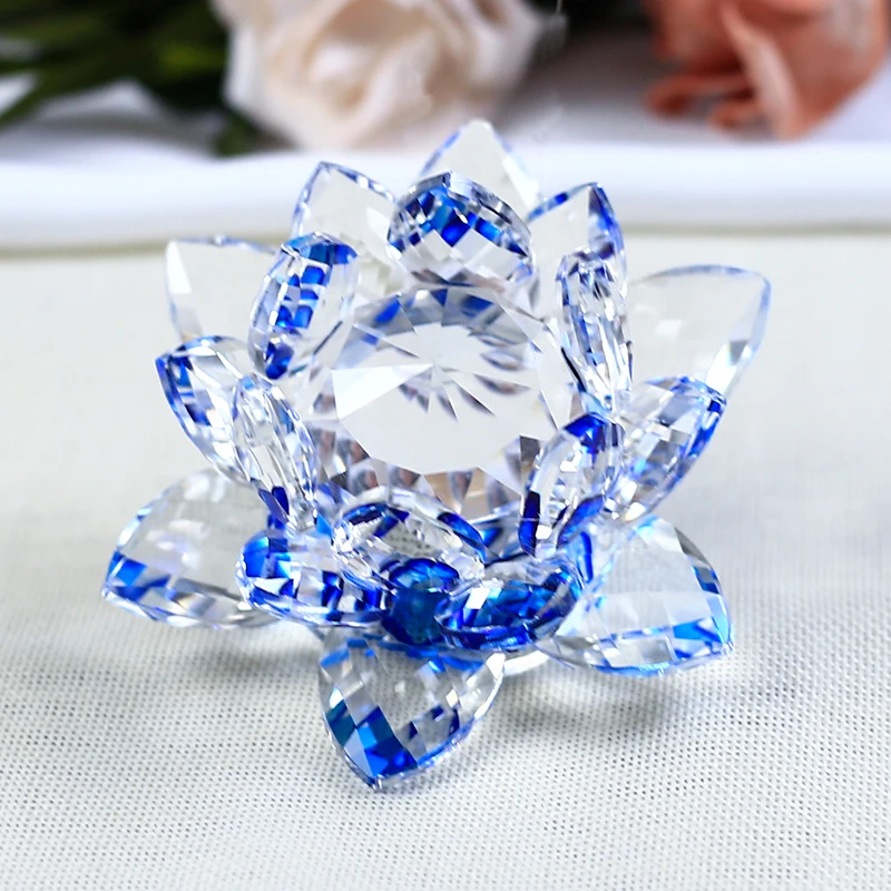 Rôzne Farby 85mm Crystal Lotus Remesiel Sklo Kvet Miniatúry Paperweight Tabuľka Ozdoby Darček Domáce Dekorácie Príslušenstvo