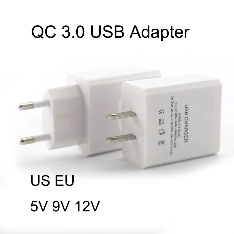 Rýchle Nabíjanie Adaptér QC 3.0 Sieťovej Nabíjačky EÚ a USA Plug 5V/9V/12V 18W 1 Port Pre Smartphone Qualcomm Rýchly Domov