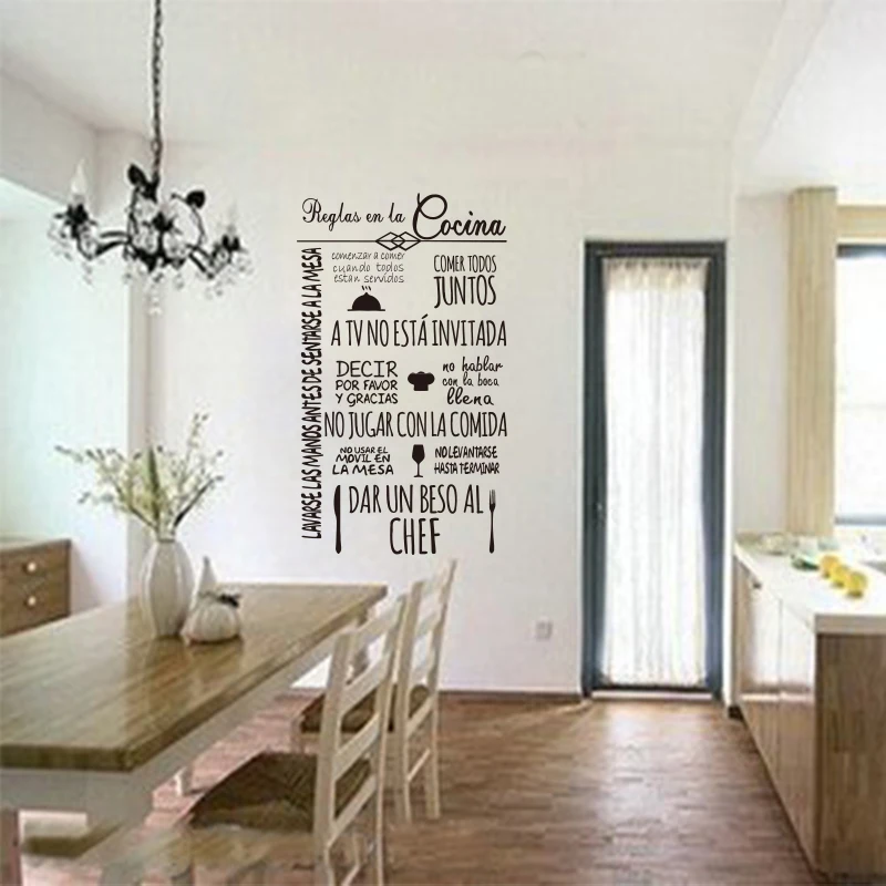 Samolepky na stenu fráza kuchyňa pravidlá rodina stenu umenie tapety, kuchynské domáce dekorácie dom dekorácie SP-036