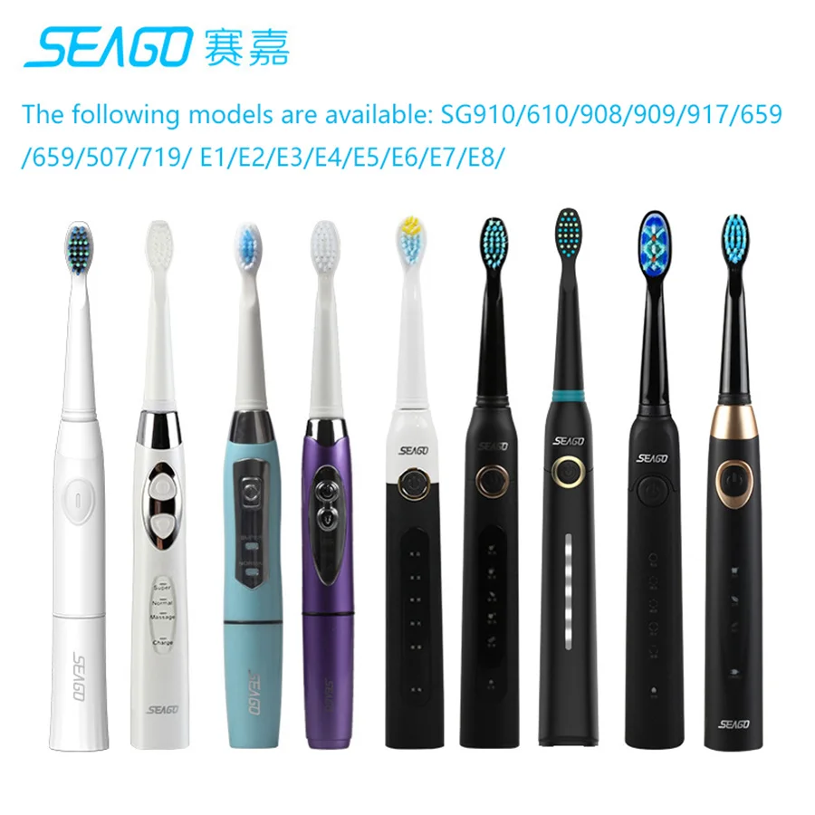 Seago Soft zubná Kefka Hlava Pre Seago SG-507 910 610 908 909 917 659 719 E1 E2 E3 E4 E5 E8 Náhradné Elektrické zubné Kefky, Vedúci