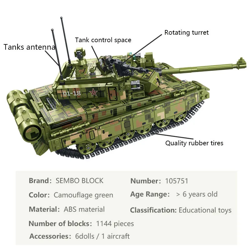 SEMBO Vojenskú Techniku, Tank Model Stavebné Bloky pre Deti Hračky WW2 Armády Bojové Vozidlo Vojak Údaje Tehly Darčeky pre Chlapcov