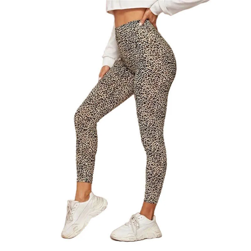 Sexy Leopard Tlač Legíny Vysoký Pás Bežné Fitness Beží Slim Fit Legíny Športové Nohavice