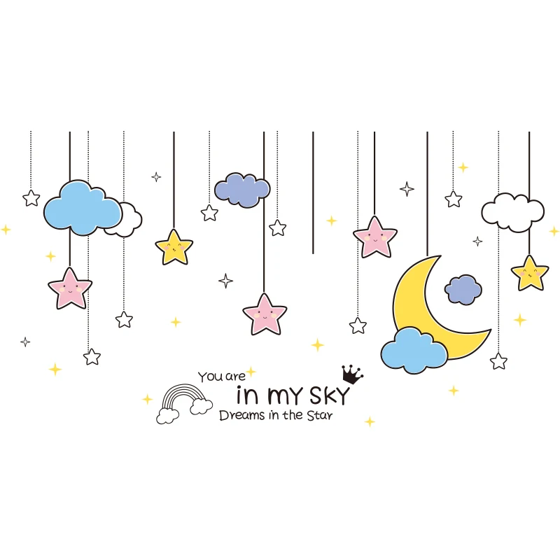 [shijuekongjian] Karikatúra Holka Samolepky na Stenu DIY Hviezdy, Mesiac Stenu pre Dom Deti Izby Detská Spálňa, Detská Dekorácia