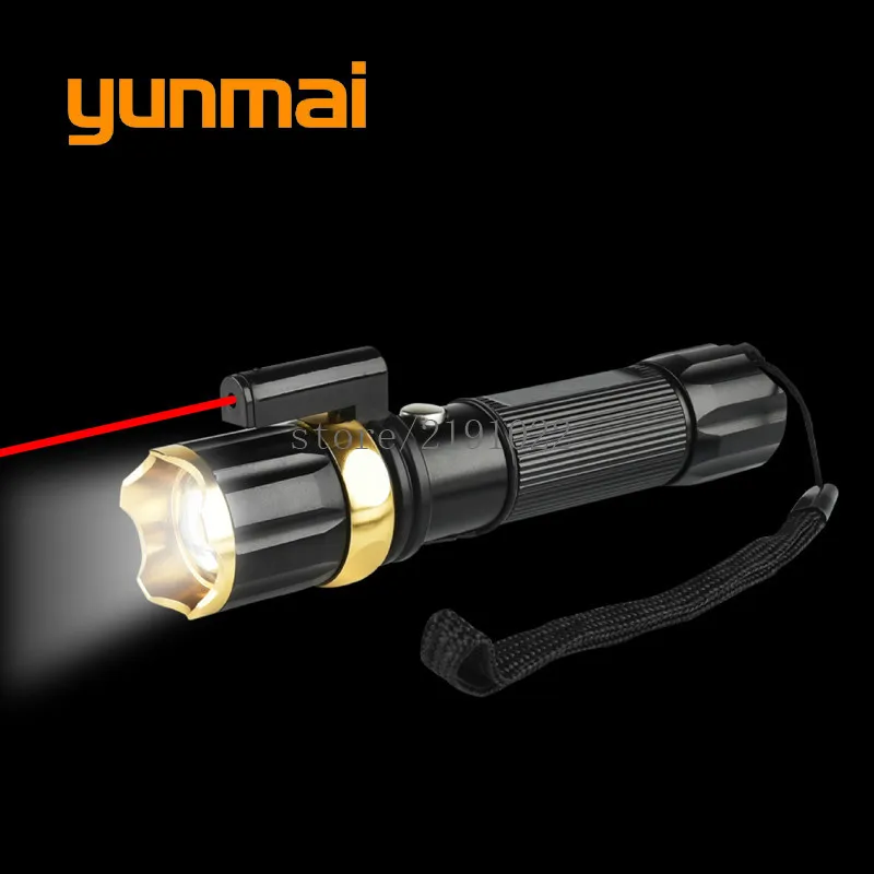 Silný UV Red Laster+T6 LED 3 Spôsoby Lovu Baterka 4000 Lúmenov Zoom Taktické Bleskové Svetlo, Pochodeň pre 18650 / AAA Batérie