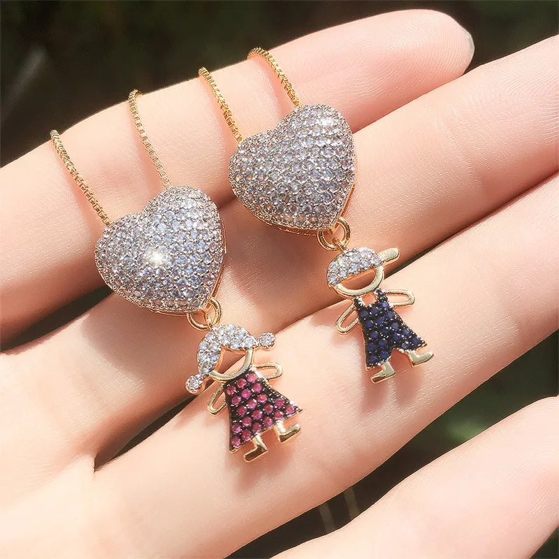 SINZRY hot predaj módne šperky AAA kubický zirkón srdce tvar boy & girl prívesok náhrdelníky pre ženy