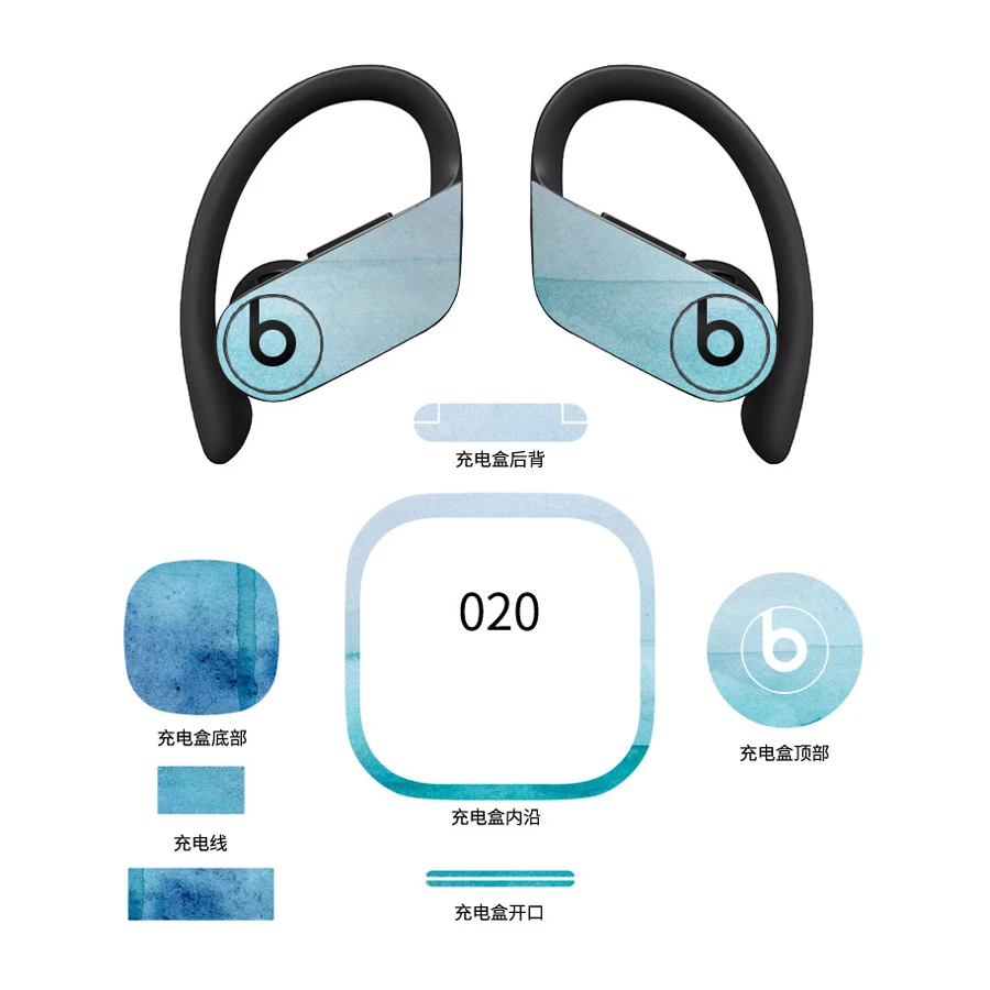 Skin Protector Nálepka pre bije Powerbeats Pro Bezdrôtový Bluetooth Headset Film Set Príslušenstvo Farebné Slúchadlá Nálepky