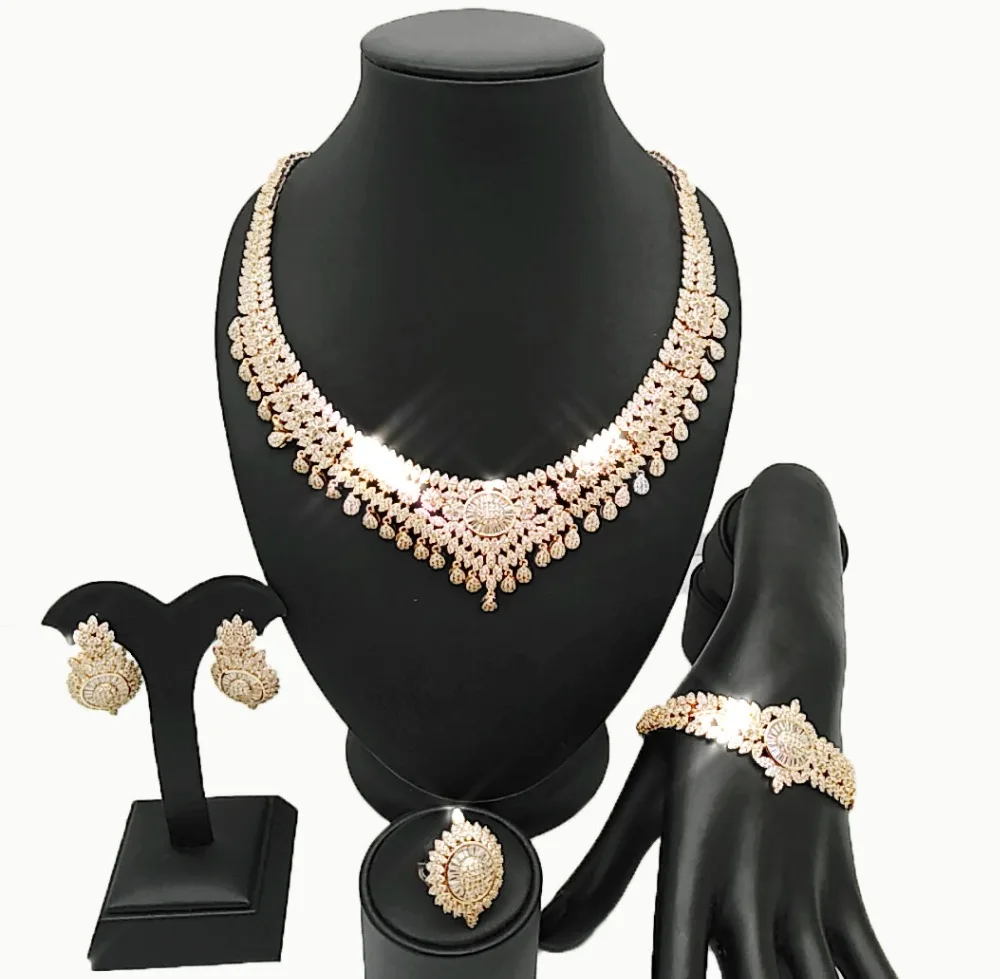 SKUTOČNÉ ZLATO 18K pre svadobné afriky šperky sady afriky korálky šperky set veľkoobchod afriky šperky sady ženy náhrdelník