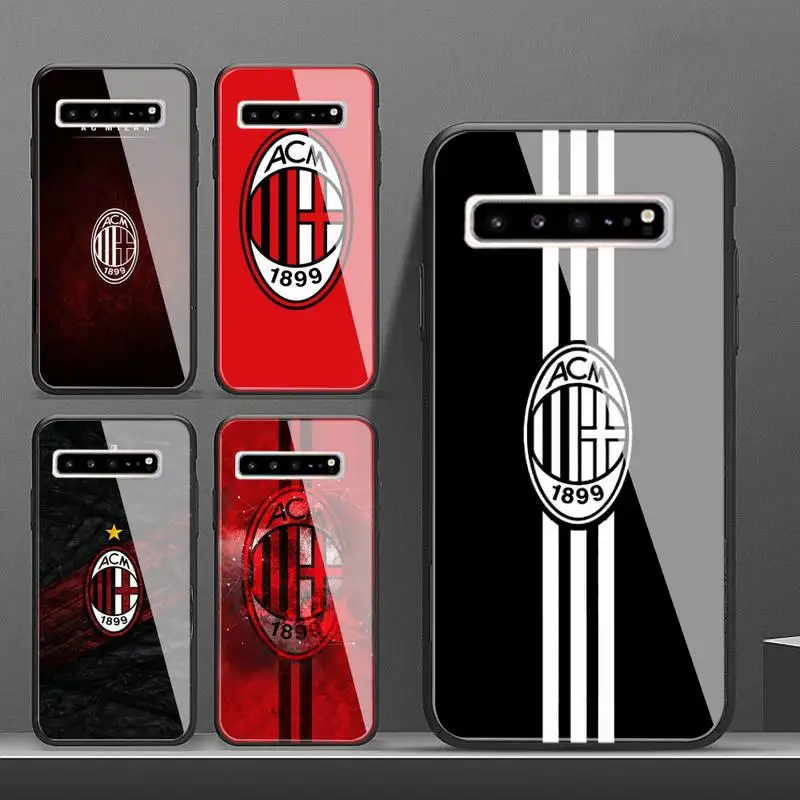 Slávny Futbalový Tím AC Milans Telefón Prípade Luxusný Sklenený Kryt Pre Samsung S10 S20 S9 Plus Note9 10 Coque