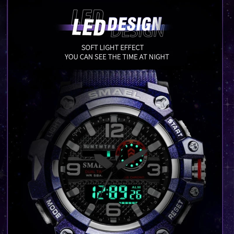 SMAEL Značky Mužov Športové Hodinky Duálne Zobrazenie Analógové Digitálne LED Elektronické Quartz náramkové hodinky Vodotesné Plávanie Vojenské Hodinky