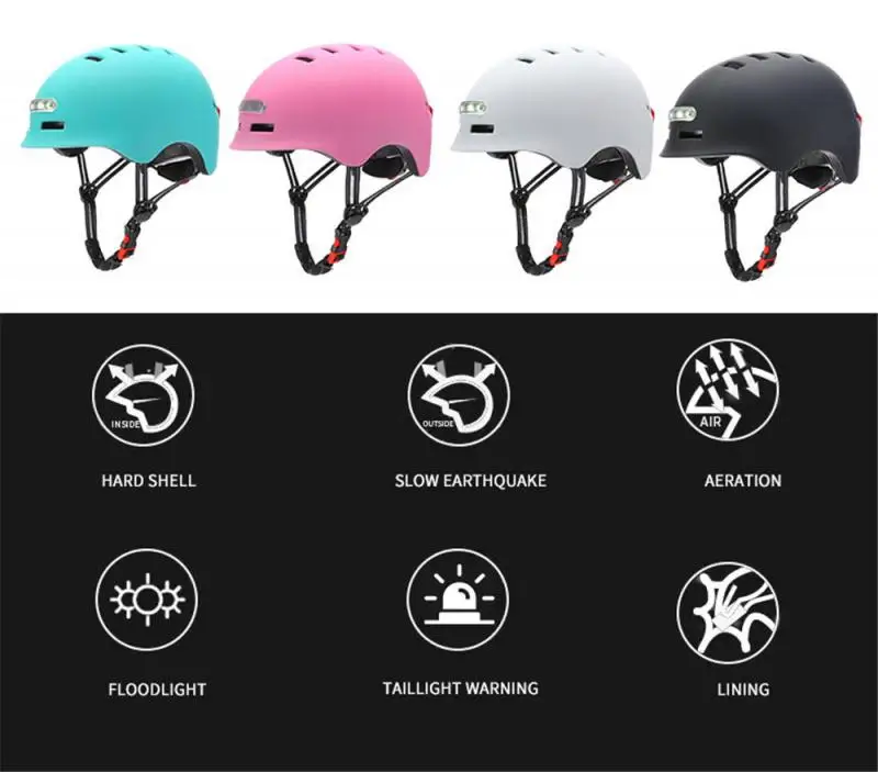 Smart Cyklistické Prilby S 3 Druhy Výstražné Svetlá, Inteligentné A Bezpečné Lesklé Prilba, Pohodlné A Ľahké Cyklistické Vybavenie