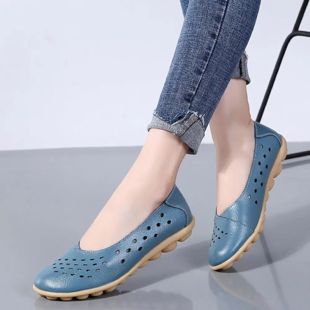 SNURULANTop kvalitné ženy sandále letné topánky 2019 módne originálne kožené bežné mokasíny bytov topánky s dutým pás
