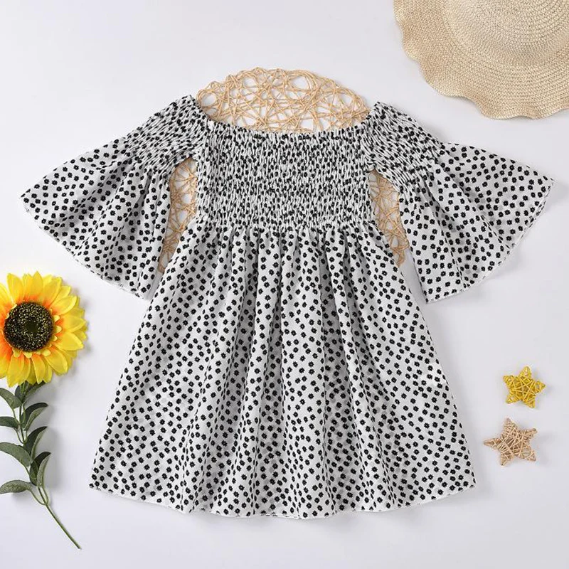 Sodawn Dievčenské Šaty Letné prázdniny štýl Bavlna Deti Oblečenie Kvety Trúby Rukávy Šiat