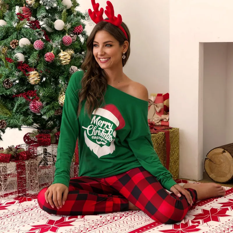 SONDR Ženy Pyžamo Nastaviť Sleepwear Vianočné Vlastné Dlhé Nohavice Vianoce Tlačiť T-Shirt, Pyjamas Ženy Vianočné Šaty Plus Veľkosť 5XL