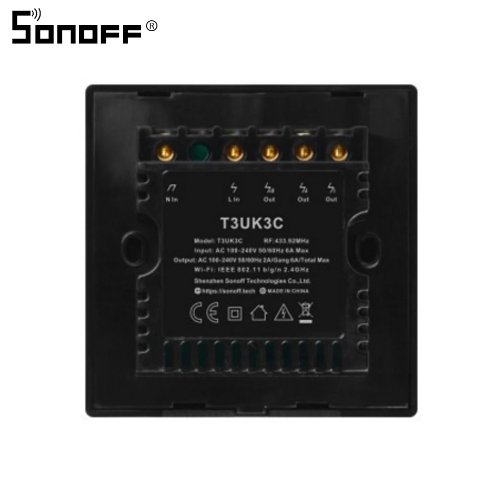 SONOFF TX T3 US/EU/UK WiFi Smart Switch 220V Dotykový Spínač 1/2 Gang RF 433Mhz Diaľkové Ovládanie Smart nástenný Spínač Pre Domovská stránka Google