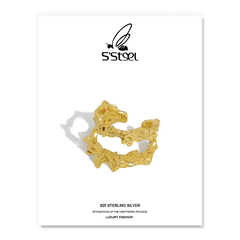 S'STEEL Nepravidelný Cilp Náušnice Pre Ženy 925 Sterling Silver Náušnice Minimalistický Osobné Gold Earings Pendientes Šperky