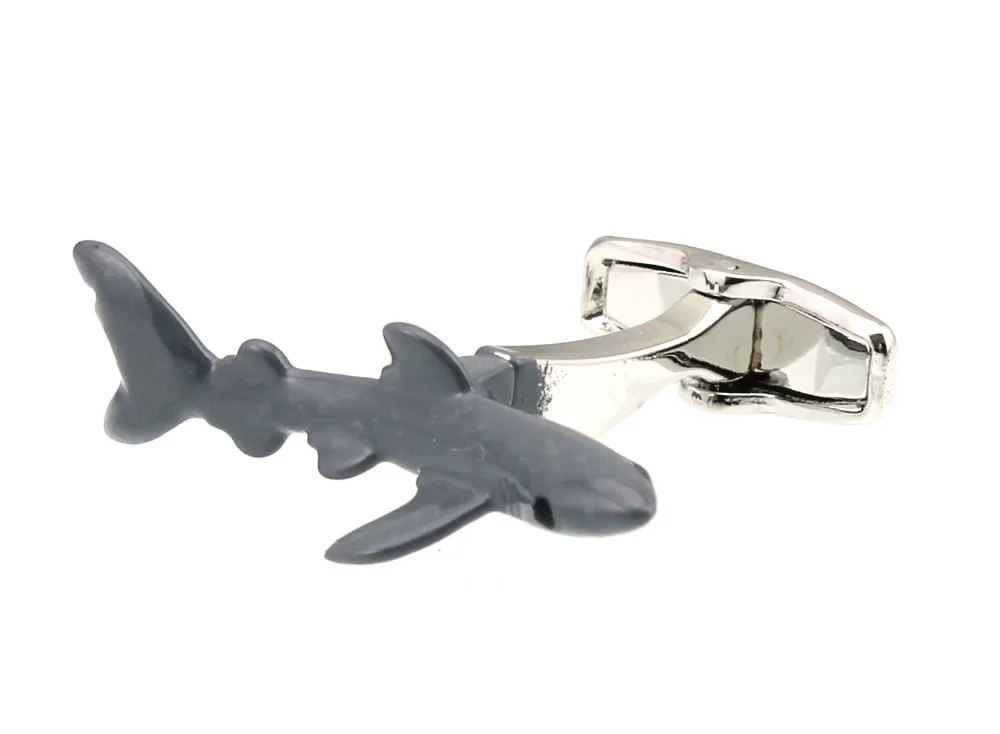 Sunnylink pánske manžetové Šedá 3D Shark manžetové gombíky na košeľu M4283 30 mm
