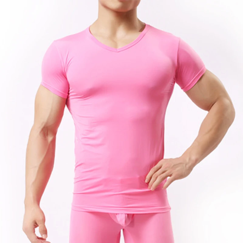 Super tenký Sval mužov chladné letné bežné fitness tvaru krátke tričká modálne bavlna obezity muž t-tričko(Top len)