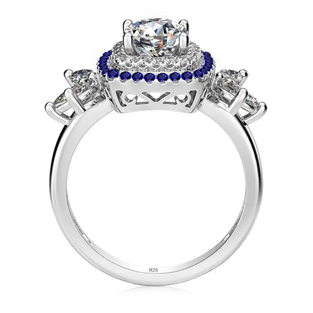 Szjinao Skutočné 1ct Moissanite Krúžok Diamond Večnosti Šterlingov Strieborné Prstene Svadbu S Sapphire CZ Neurčená dámske Šperky