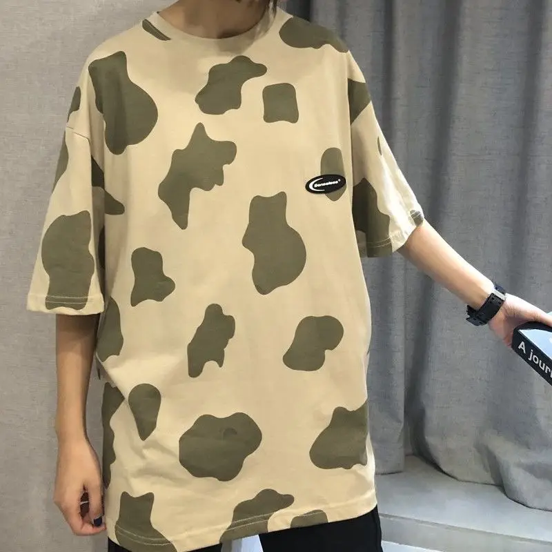 T-košele Ženy kórejský Elegantné Krava Dot Tlače Harajuku Voľný čas All-zápas Školáčky T Shirt Ulici Nadrozmerná Módne Dámske Topy Čaj