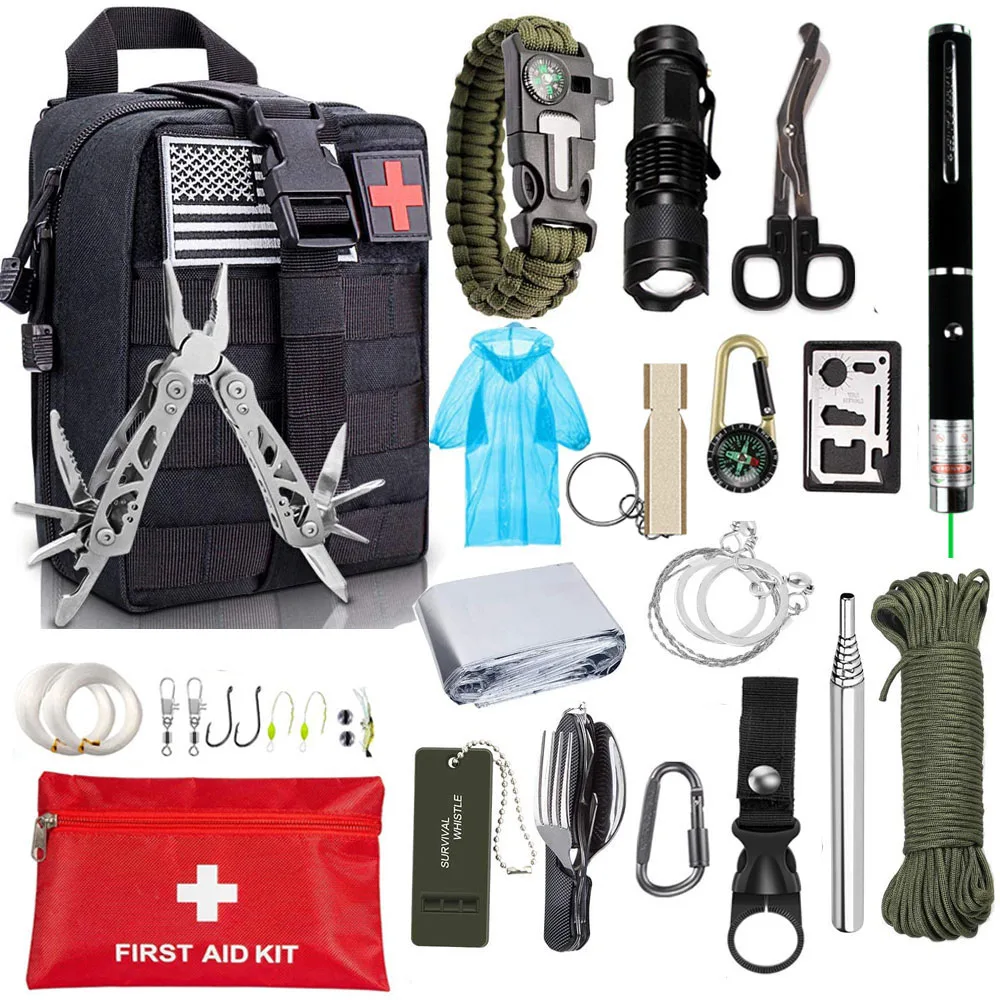 Taktické Molle Puzdro Vonkajšie zariadenia SOS Tiesňové Prežitie Súpravy Prvá Pomoc Kit pre pešiu Turistiku, Camping Lov Auto Cestovanie alebo Dobrodružstvo