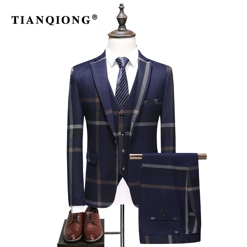 TIAN QIONG 2018 Nový Príchod Kvalitný Prehoz Singel svojim Modrá Gary Bežné Obleky Mužov,mužov, Svadobné Šaty, Plus-veľkosť S-5XL