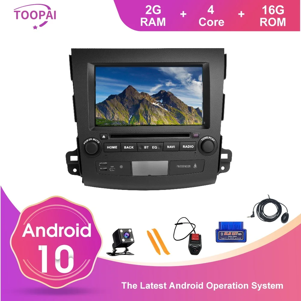 TOOPAI Android 10 FM Rádia Pre Mitsubishi Outlander 2007-2011 Auto Multimediálny Prehrávač, GPS Navigáciu, Vedúci Jednotky Stereo SWC
