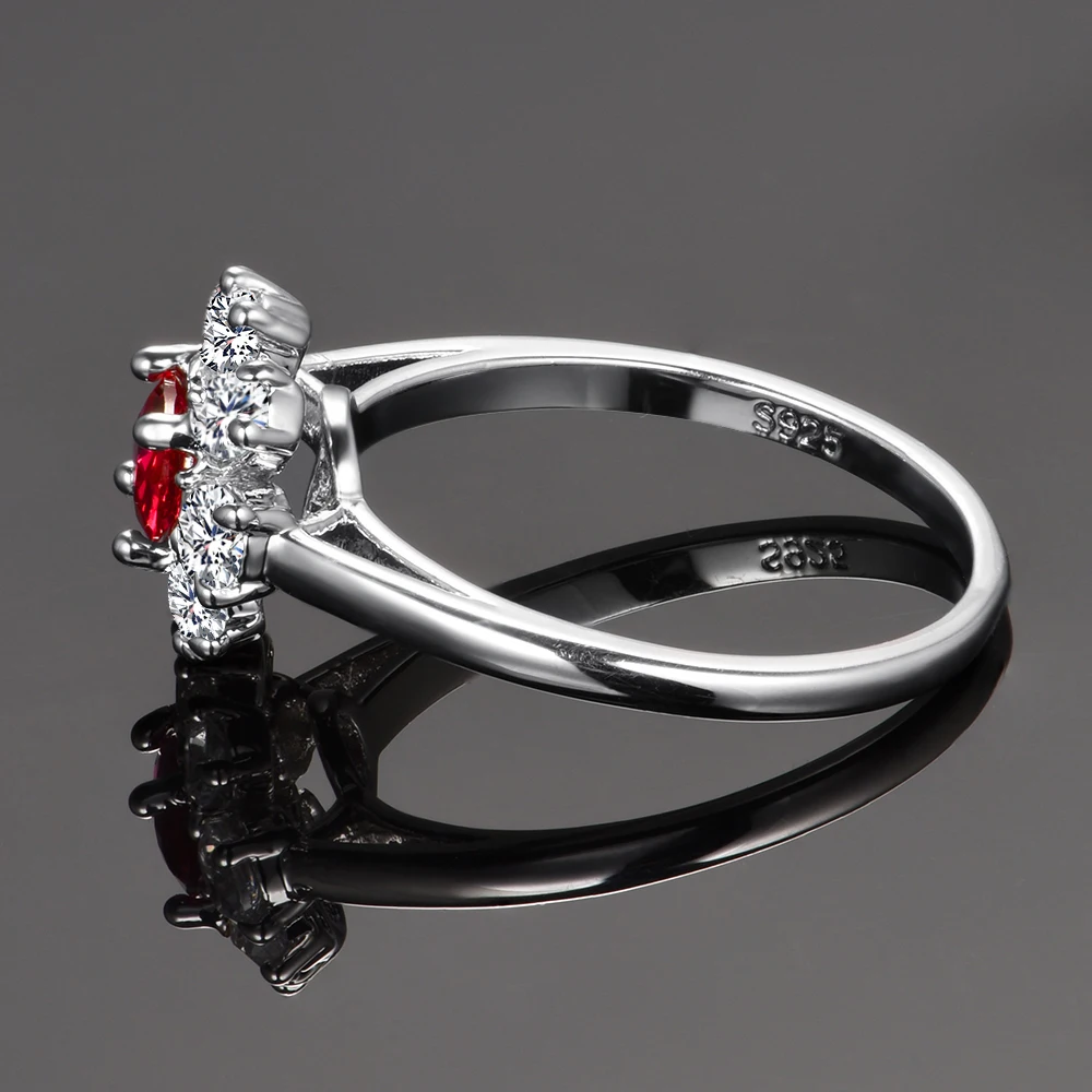 Top Predaj Red Ruby Drahokam Kvet Krúžky Pre Žien 925 Sterling Silver Vintage Šperky, Zásnubné Dary Veľkoobchod