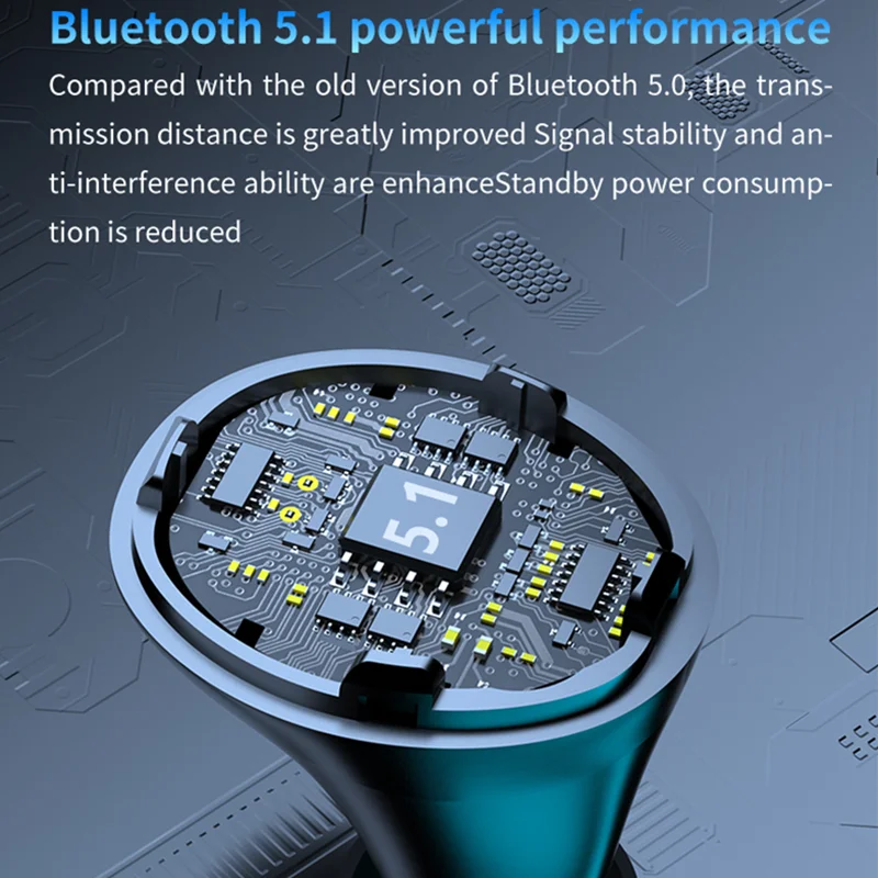 TUO ON M17 Slúchadlá Bluetooth 5.1 TWS Bezdrôtové Slúchadlá 9D Stereo Silné Basy Vodotesné Slúchadlá S LED Touch Mikrofón Plnenie Box