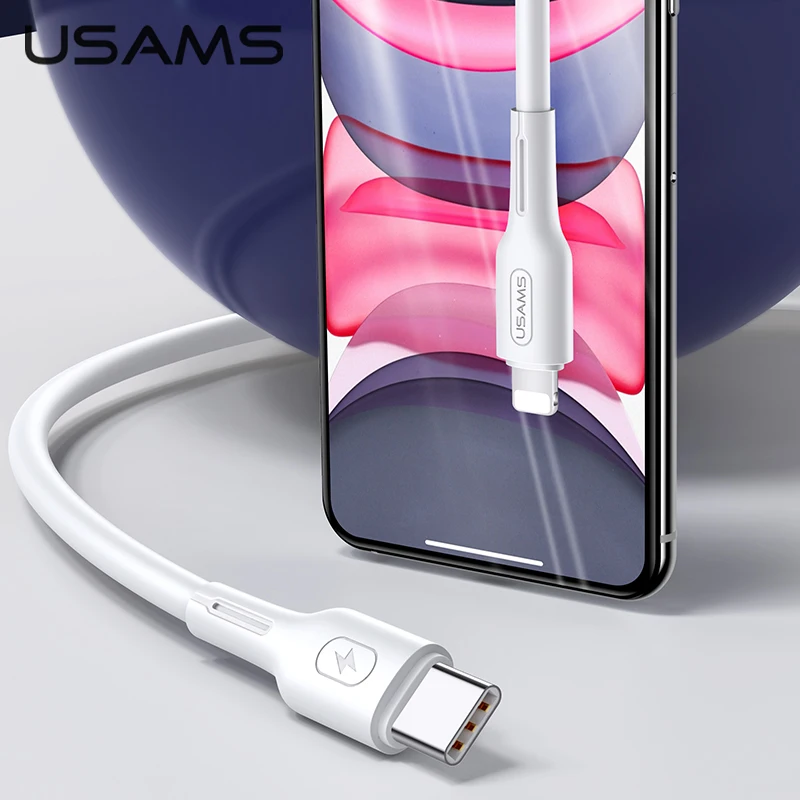 USAMS 30W pre iPhone 11 Pro Max Typ-C Lightning PD Rýchle Nabíjanie Kábel Pre iPhone X XR 8 7 USB Nabíjačka, USB Typ C Dátový Kábel