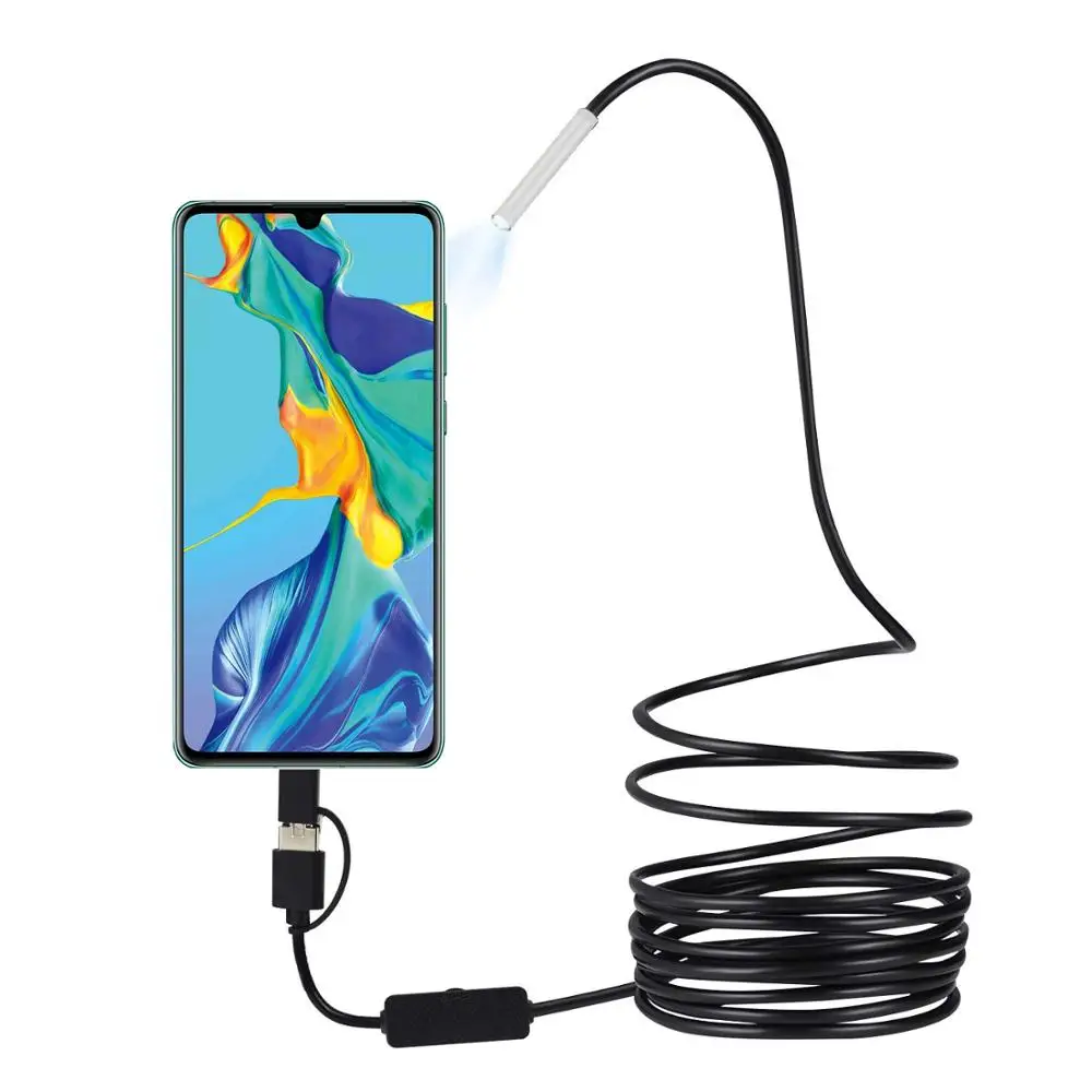 USB Typ C Endoskop 3 V 1 3,9 mm Rohr Endoskop Schlange Inspektion Kamera Ip67 Wasserdichte Umfang 6 Led PC android Smartphone