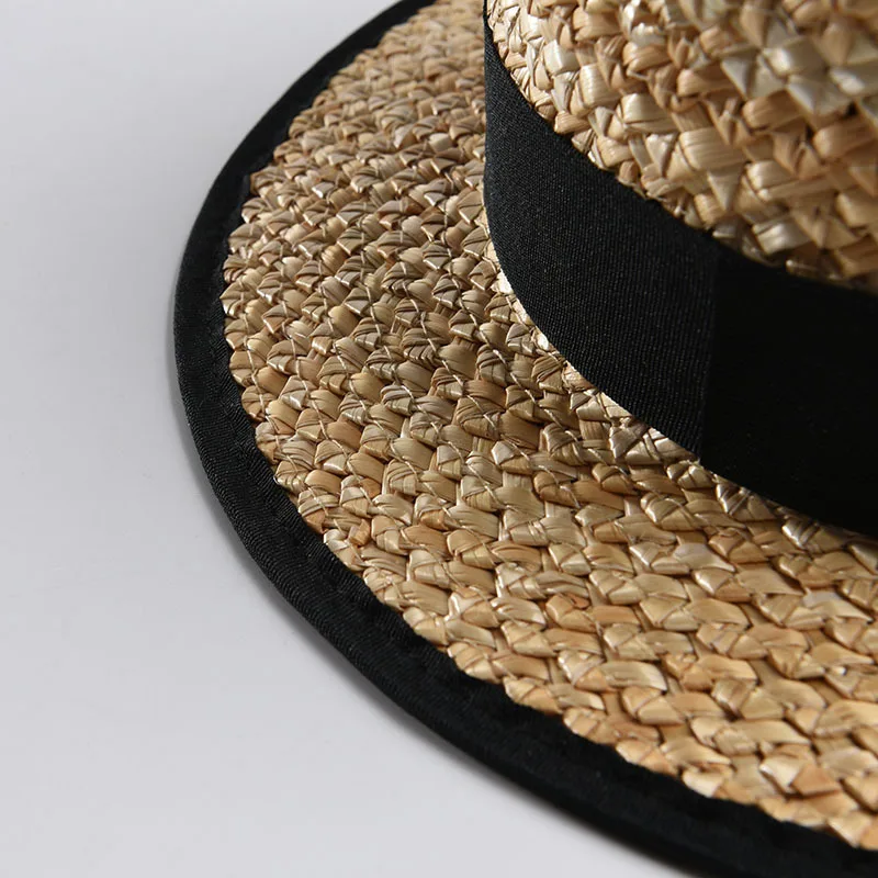 USPOP ženy slamy slnko čiapky letné prírodné slamený klobúk flat top slnko klobúk ženy pláž hat slamy fedoras