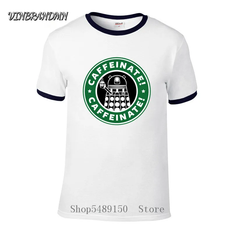 V pohode človek letné T-shirt homme módne cosplay kostým tee tričko Dalek Caffeinate Tričko lekára, ktorý kávy Dospelých oblečenie tričko