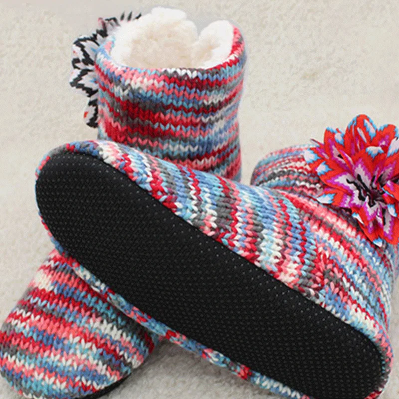 V zime Teplé ponožky, topánky žena Kvet Mix farieb Kožušiny papuče ženy Dom Protišmykové Mäkké Svetlo hmotnosť Spálňa ženy papuče