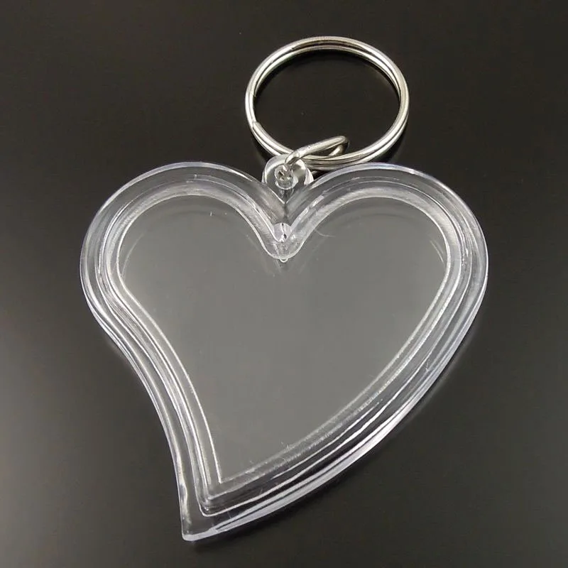 Veľkoobchod 8pcs/pack Graceangie krúžok na kľúče prívesok Srdce Tvar Transparentné Prázdne Plastové Vložiť Foto, Rám Obrazu, Šperky 35659