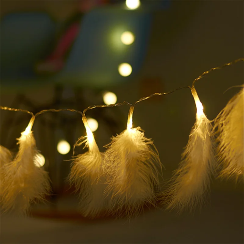 Vianočné Led Pásy Ľahké Pierko String Svetlo Víla Opony Svetlo Medený Drôt pre Spálne, Obývacia Izba Romantická Výzdoba Lampa