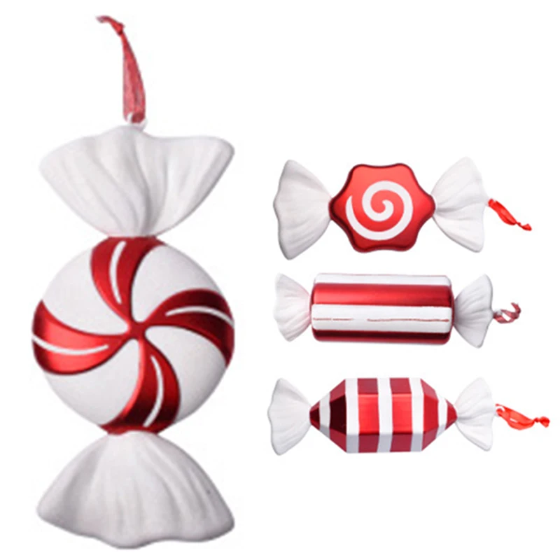 Vianočné Ozdoby Scény Rozloženie Darček Ozdoby Prívesok DIY Candy 30 CM Červená a Biela Candy Fáze Layout