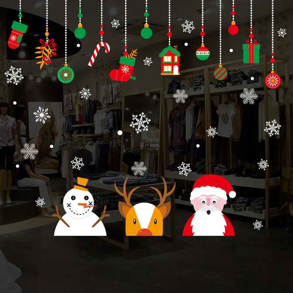 Vianočné Snehuliak Santa Claus Jeleň Hlavu dekoráciami samolepiace Obývacia Izba, Spálňa Stenu-Nálepky na Stenu Umenie Domova