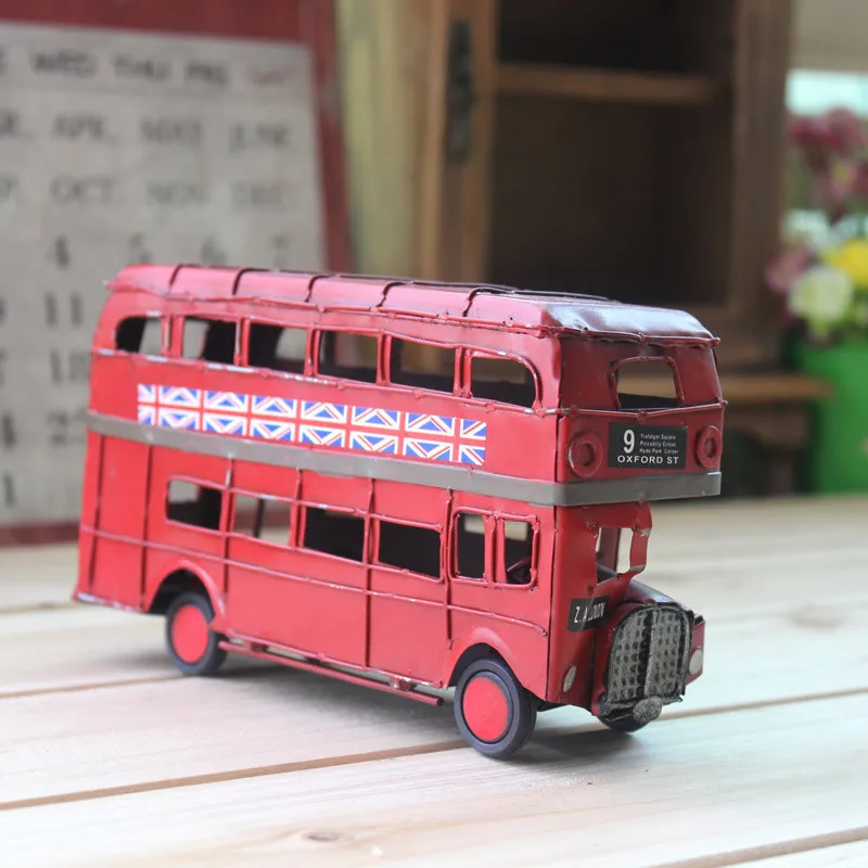 Vintage Autobus Retro Londýne Figúrka Miniatúry Double-layer Červený Autobus Ručné Železa Model Auta, Plavidlá, Deti Hračka Vianočný Darček Prítomný