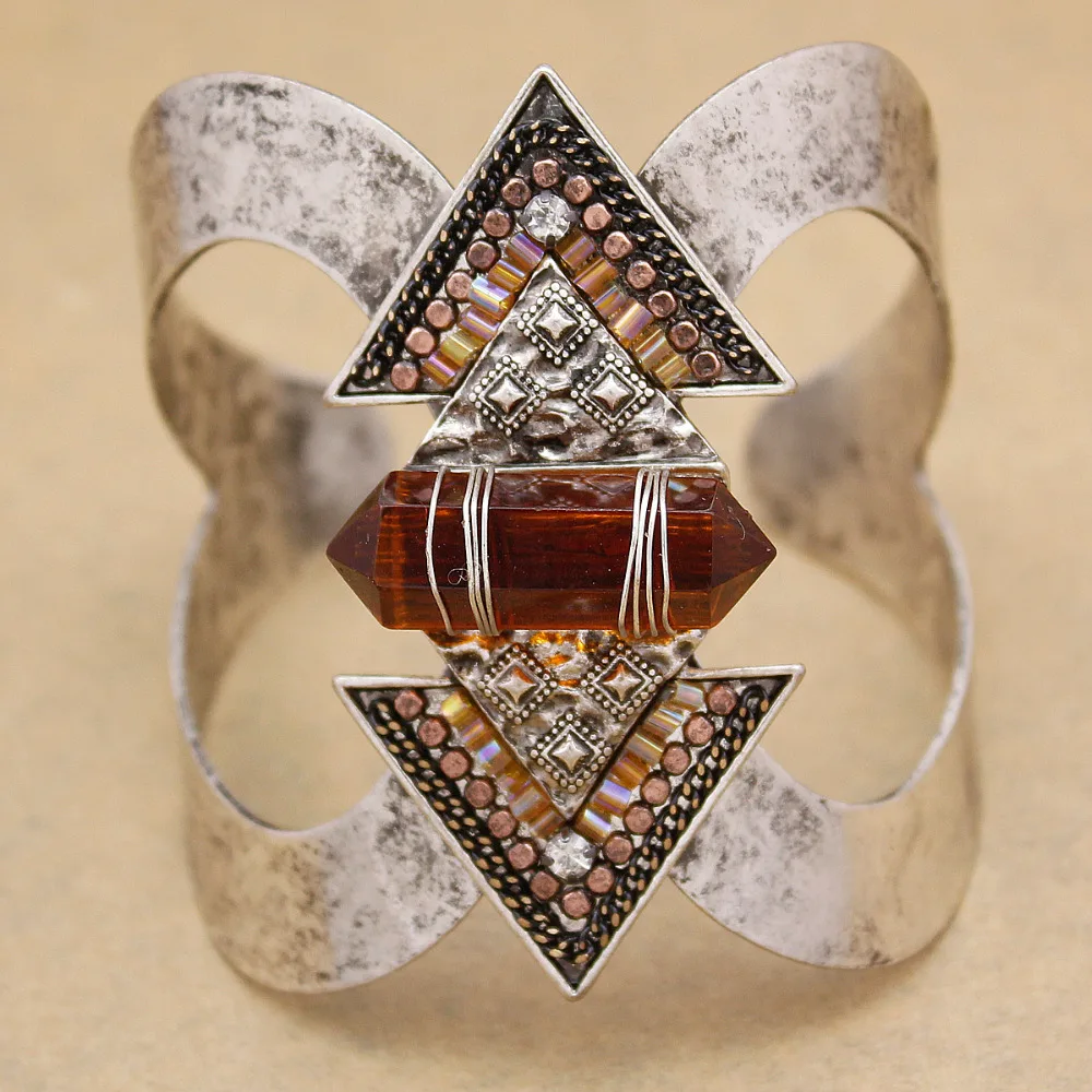 Vintage Strieborné Pozlátené Šípku Kamene, Náramky Pre Ženy Veľký Široký Bangles Pulseiras Putá Amerických Mužov, Šperky