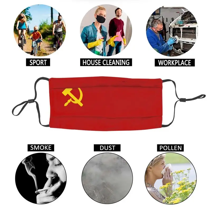 Vlajka Sovietskeho zväzu Masku na Tvár Dospelej Prachotesný Rusia CCCP Maska, ochranný Kryt Respirátor Priedušná Úst Utlmiť