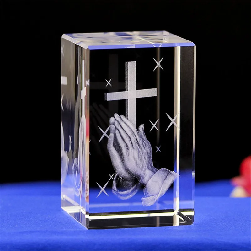 Vlastné 3D Obraz Krištáľovo Kocka Laserové Gravírovanie Dieťa Krst, Krstiny na Prvé Sväté Prijímanie Suveníry