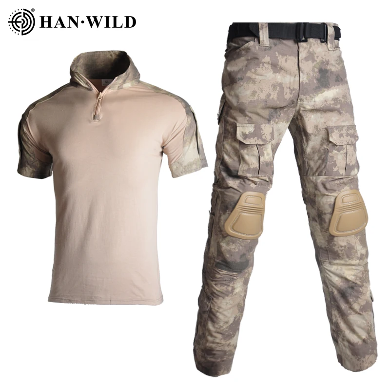 Vojenské Jednotné Oblečenie Vyhovovali Taktické Kamufláž Mužov US Army oblečenie Vojenské Bojové Tričko + Cargo Nohavice Kolien