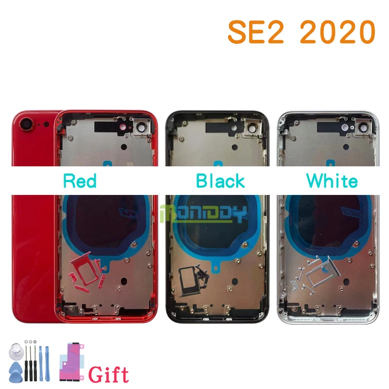 Vysokej kvality Pre iphone SE 2020 SE2 na Bývanie Kryt Batérie, Dvere, Zadný Podvozok Rám s Zadný Kryt: Sklo + Nástroj Batérie nálepky