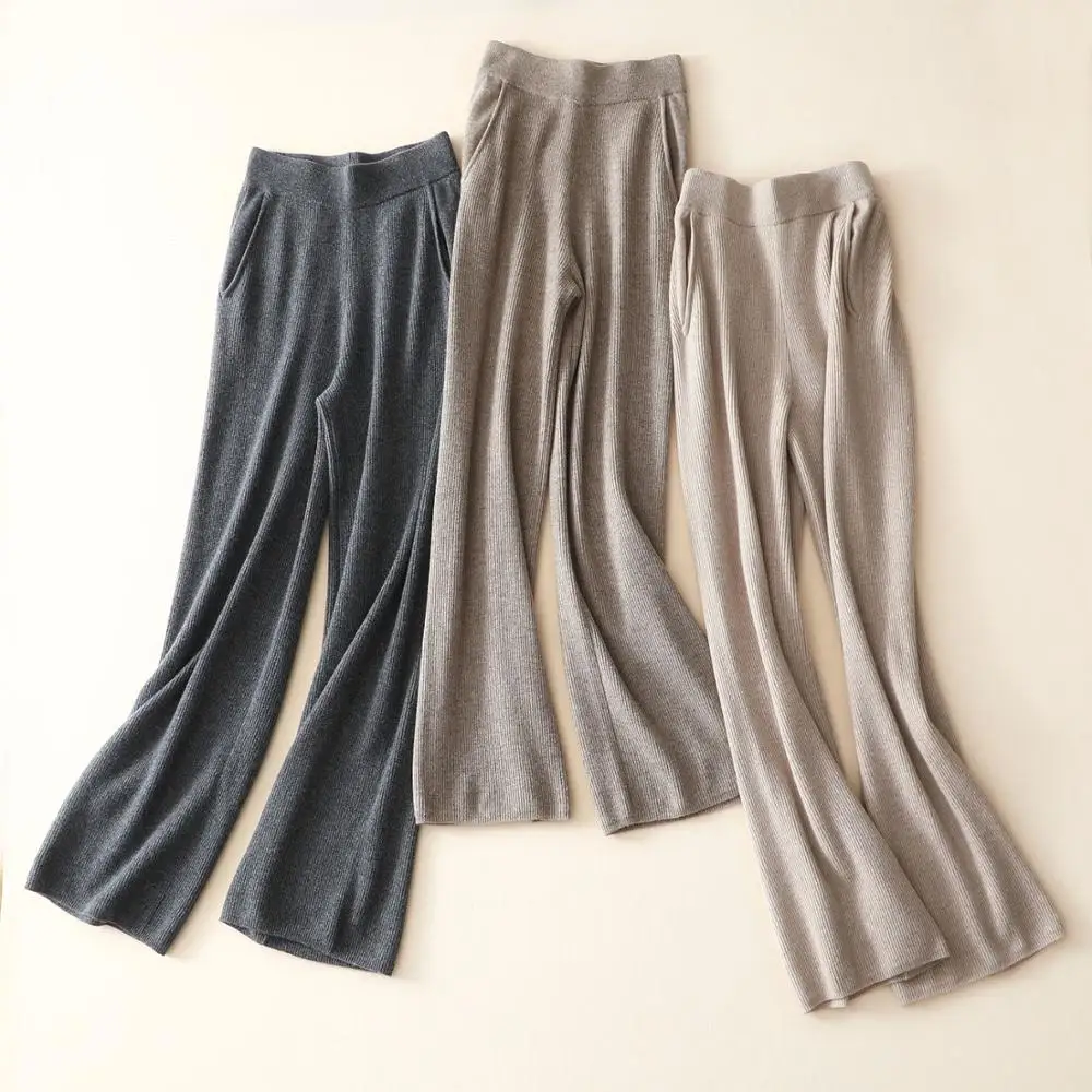 Vysoko elastický pás zime teplé ležérne módne kvality superior cashmere nohavice pre ženy