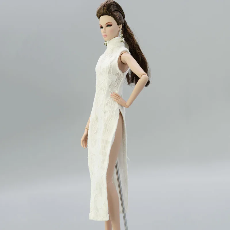 Vysoko Kvalitné Biele Čipky Módne Bábiky Oblečenie Pre Bábiky Barbie Šaty Čínskej Tradičnej Qipao Oblečenie 1/6 Bábika Príslušenstvo Hračky